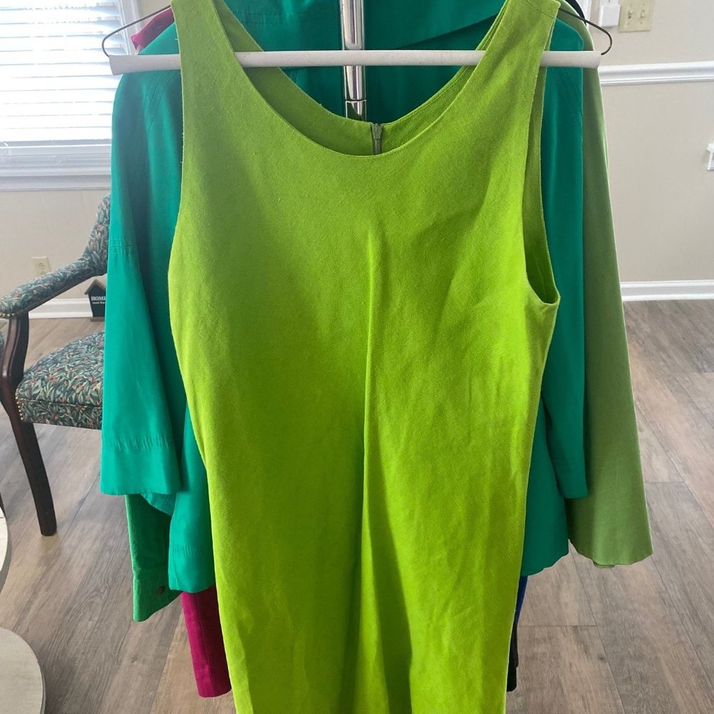 Elliott Lauren Womens Bright Green Linen Dress. Zippe… Gem